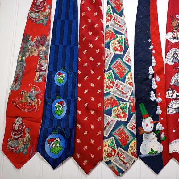 Vintage Christmas Neckties LOT OF 18 Hallmark Santa Claus Grinch Holiday Ties - Picture 12 of 16